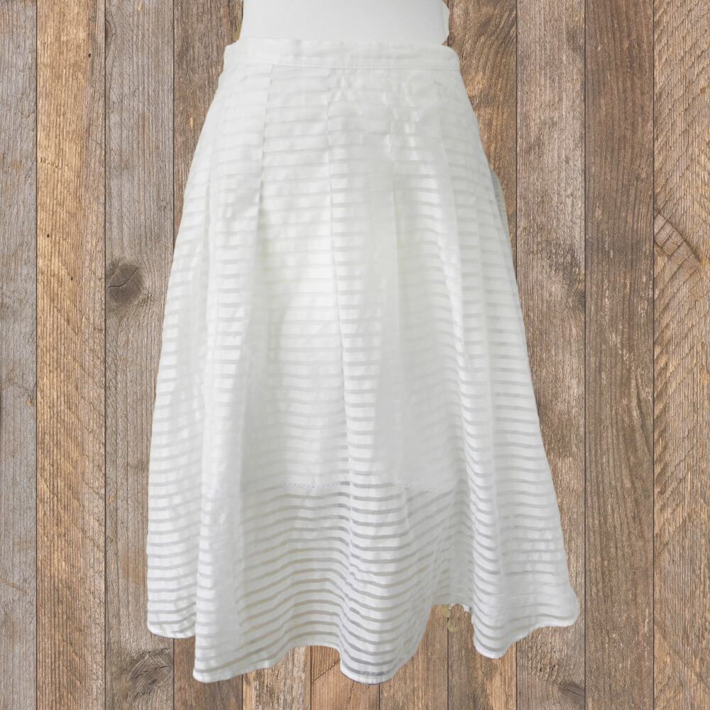 Anthropologie Leifsdottir Shadow Stripe Midi Skirt in Whte Size 6 - Picture 4 of 11
